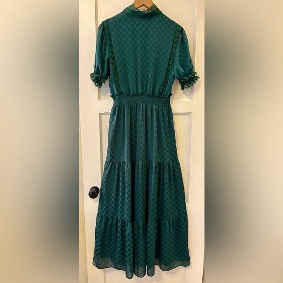 Emerald Green Polka Dot and Lace Maxi Dress by Max Studio - Picture 7 of 14